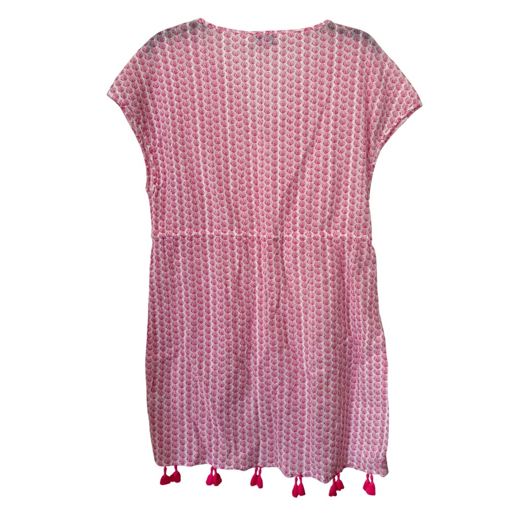 Vineyard Vines Women's Cover Up Small Pink Shells Drawstring Tassel Accents - Picture 2 of 3